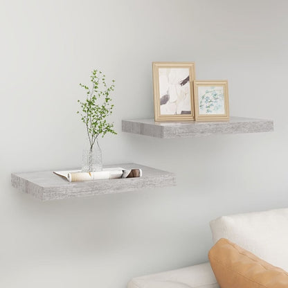 Scaffali A Parete 2 Pz 90X23,5X3,8 Cm In Mdf Grigio Cemento