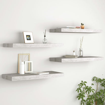 Scaffali A Parete 2 Pz 90X23,5X3,8 Cm In Mdf Grigio Cemento