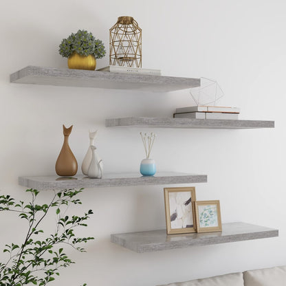 Scaffali A Parete 2 Pz 90X23,5X3,8 Cm In Mdf Grigio Cemento