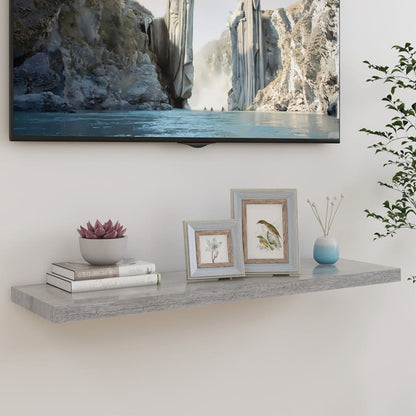 Scaffali A Parete 2 Pz 90X23,5X3,8 Cm In Mdf Grigio Cemento