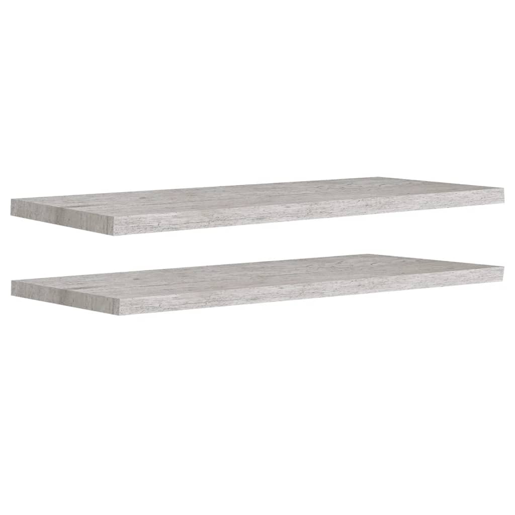 Scaffali A Parete 2 Pz 90X23,5X3,8 Cm In Mdf Grigio Cemento