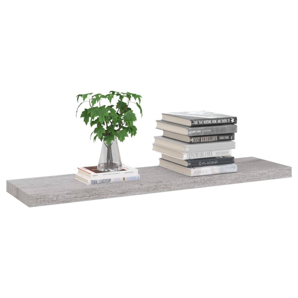 Scaffali A Parete 2 Pz 90X23,5X3,8 Cm In Mdf Grigio Cemento