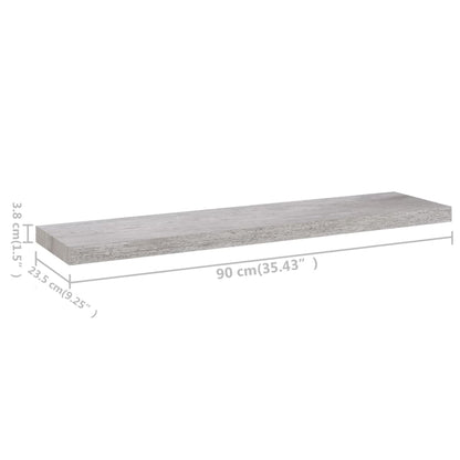 Scaffali A Parete 2 Pz 90X23,5X3,8 Cm In Mdf Grigio Cemento
