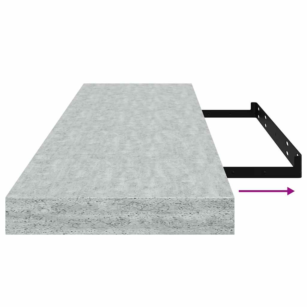 Scaffali A Parete 2 Pz 90X23,5X3,8 Cm In Mdf Grigio Cemento