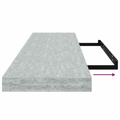 Scaffali A Parete 2 Pz 90X23,5X3,8 Cm In Mdf Grigio Cemento