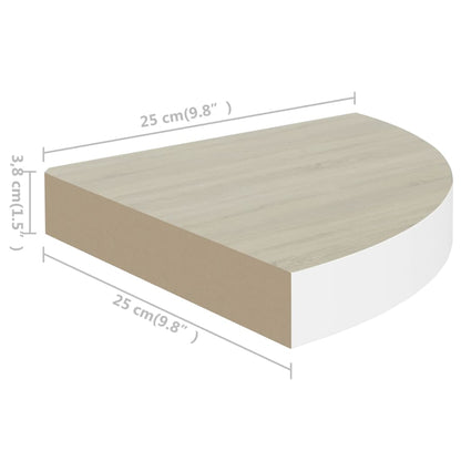 Mensole Angolari 4 Pz 25X25X3,8 Cm In Mdf Rovere E Bianco