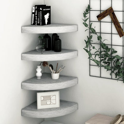 Mensole Angolari 4 Pz 35X35X3,8 Cm In Mdf Grigio Cemento