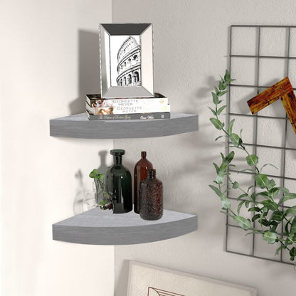 Mensole Angolari 4 Pz 35X35X3,8 Cm In Mdf Grigio Cemento