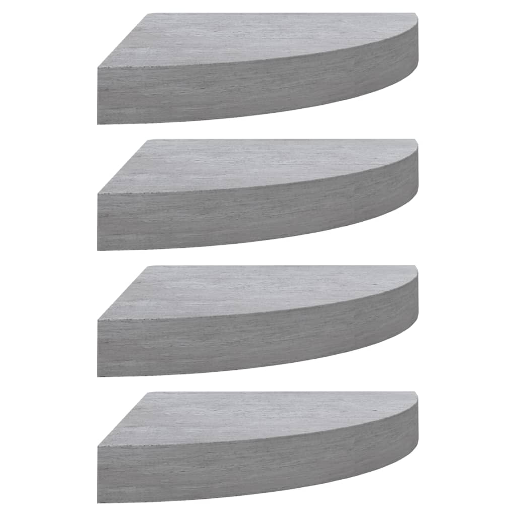 Mensole Angolari 4 Pz 35X35X3,8 Cm In Mdf Grigio Cemento