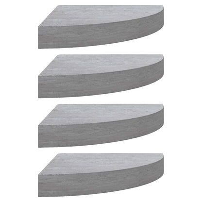 Mensole Angolari 4 Pz 35X35X3,8 Cm In Mdf Grigio Cemento