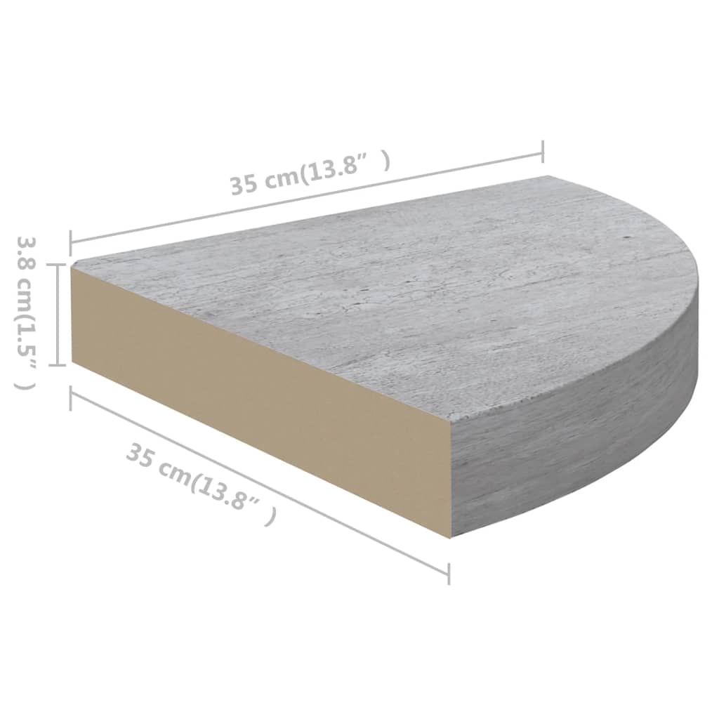 Mensole Angolari 4 Pz 35X35X3,8 Cm In Mdf Grigio Cemento