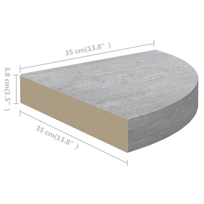 Mensole Angolari 4 Pz 35X35X3,8 Cm In Mdf Grigio Cemento