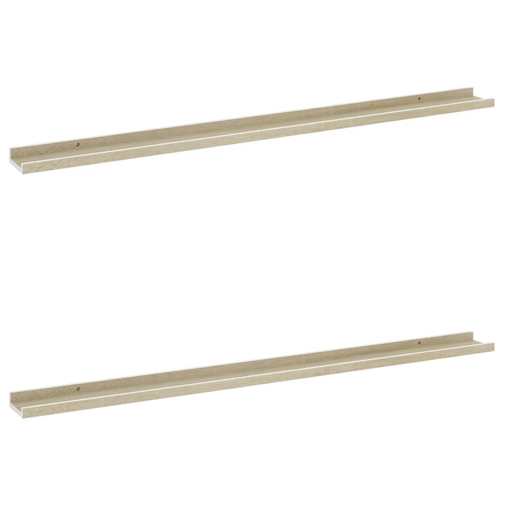Mensole Da Parete 2 Pz Bianco E Rovere Sonoma