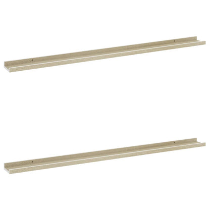 Mensole Da Parete 2 Pz Bianco E Rovere Sonoma