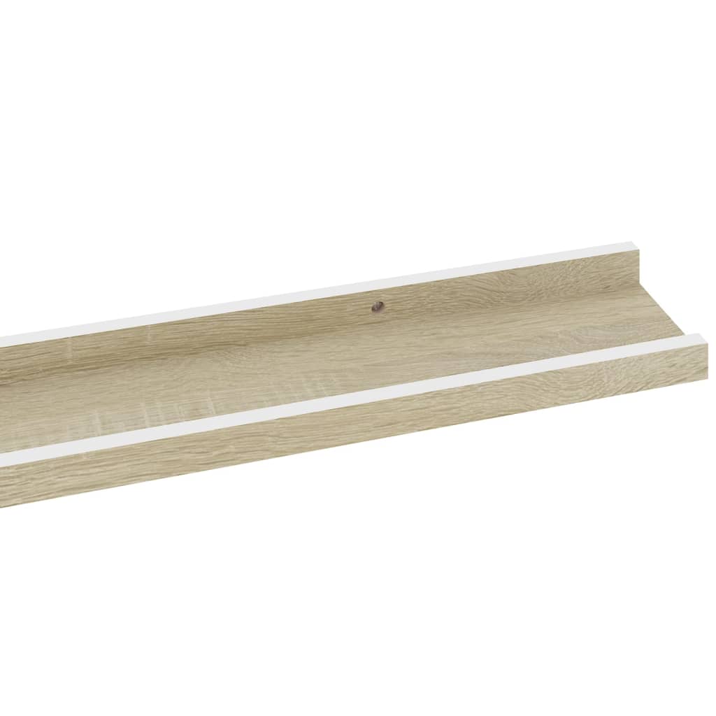 Mensole Da Parete 2 Pz Bianco E Rovere Sonoma