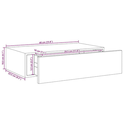 Scaffale Con Cassetti Da Parete 40X23,5X10Cm Mdf Grigio Cemento