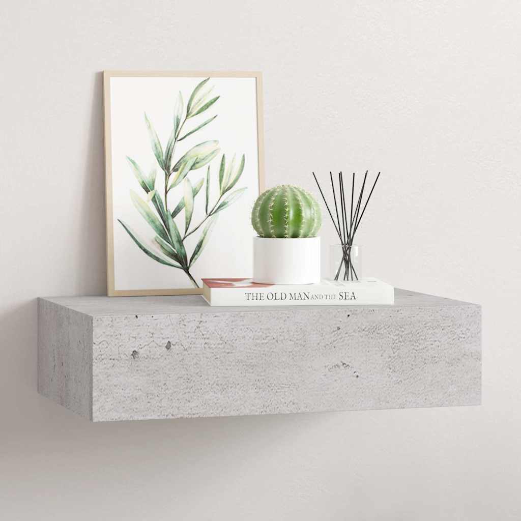 Scaffale Con Cassetti Da Parete 40X23,5X10Cm Mdf Grigio Cemento