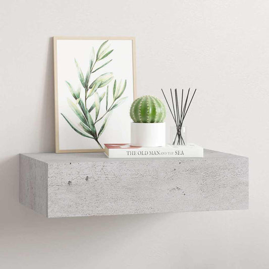 Scaffale Con Cassetti Da Parete 40X23,5X10Cm Mdf Grigio Cemento