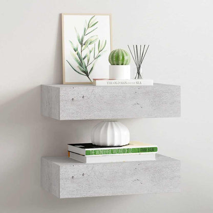 Scaffale Con Cassetti Da Parete 40X23,5X10Cm Mdf Grigio Cemento