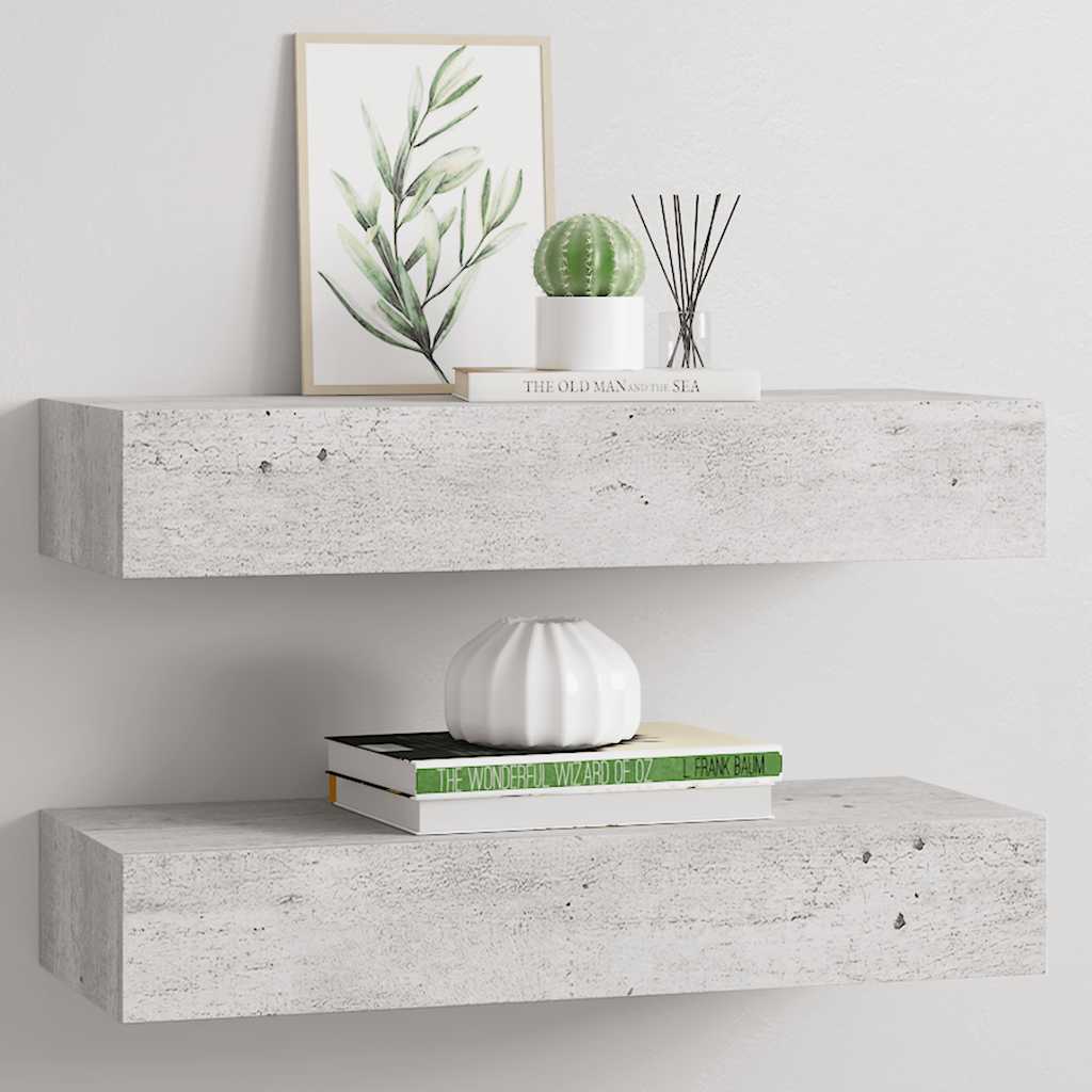 Scaffale Con Cassetti Da Parete 40X23,5X10Cm Mdf Grigio Cemento