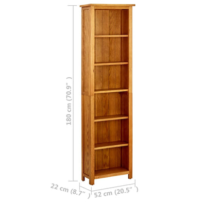 Libreria A 6 Ripiani In Legno Massello Di Rovere