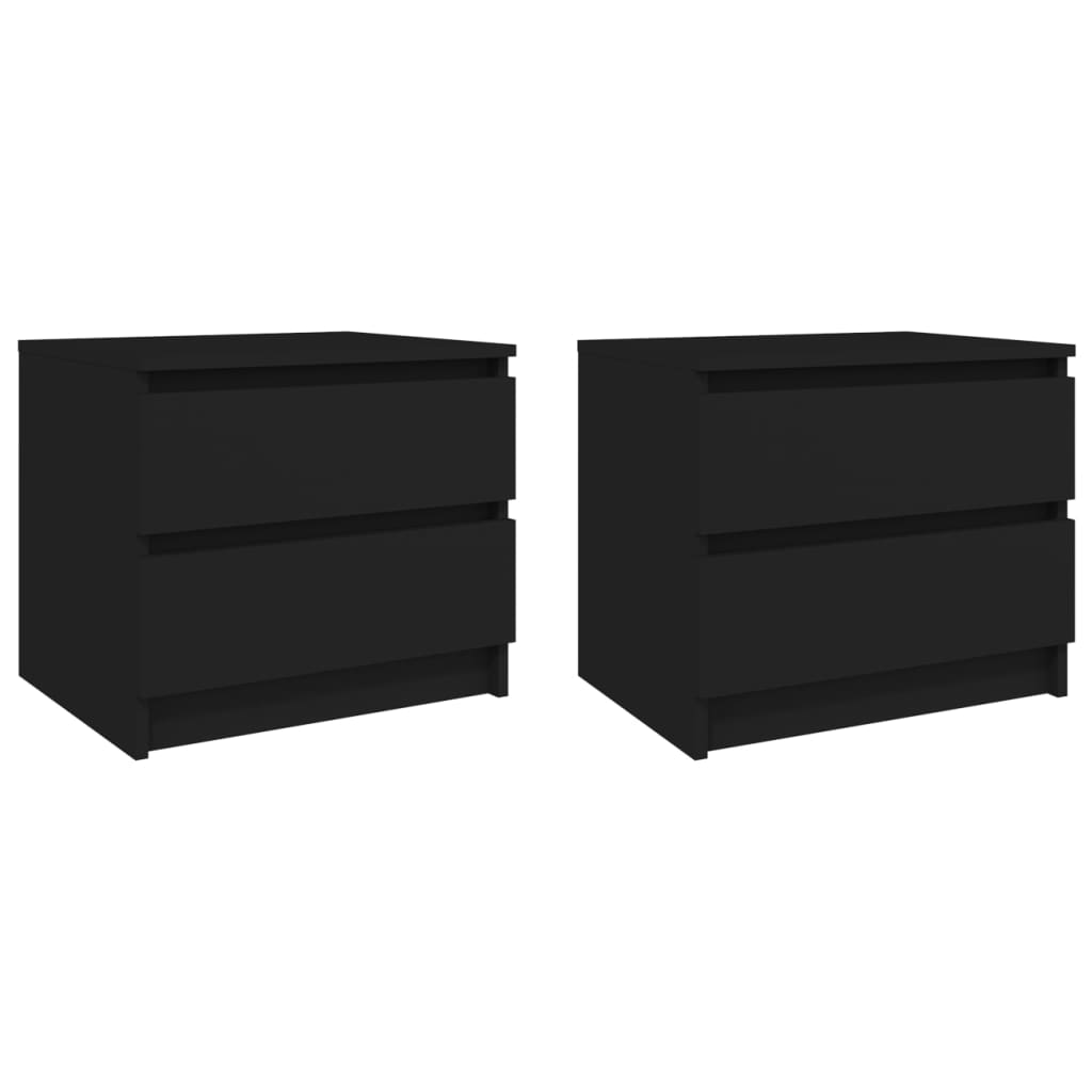 Comodini 2 Pz Neri 50X39X43,5 Cm In Legno Multistrato