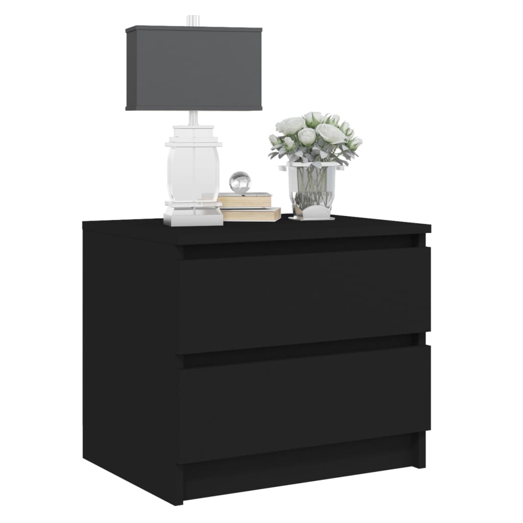 Comodini 2 Pz Neri 50X39X43,5 Cm In Legno Multistrato