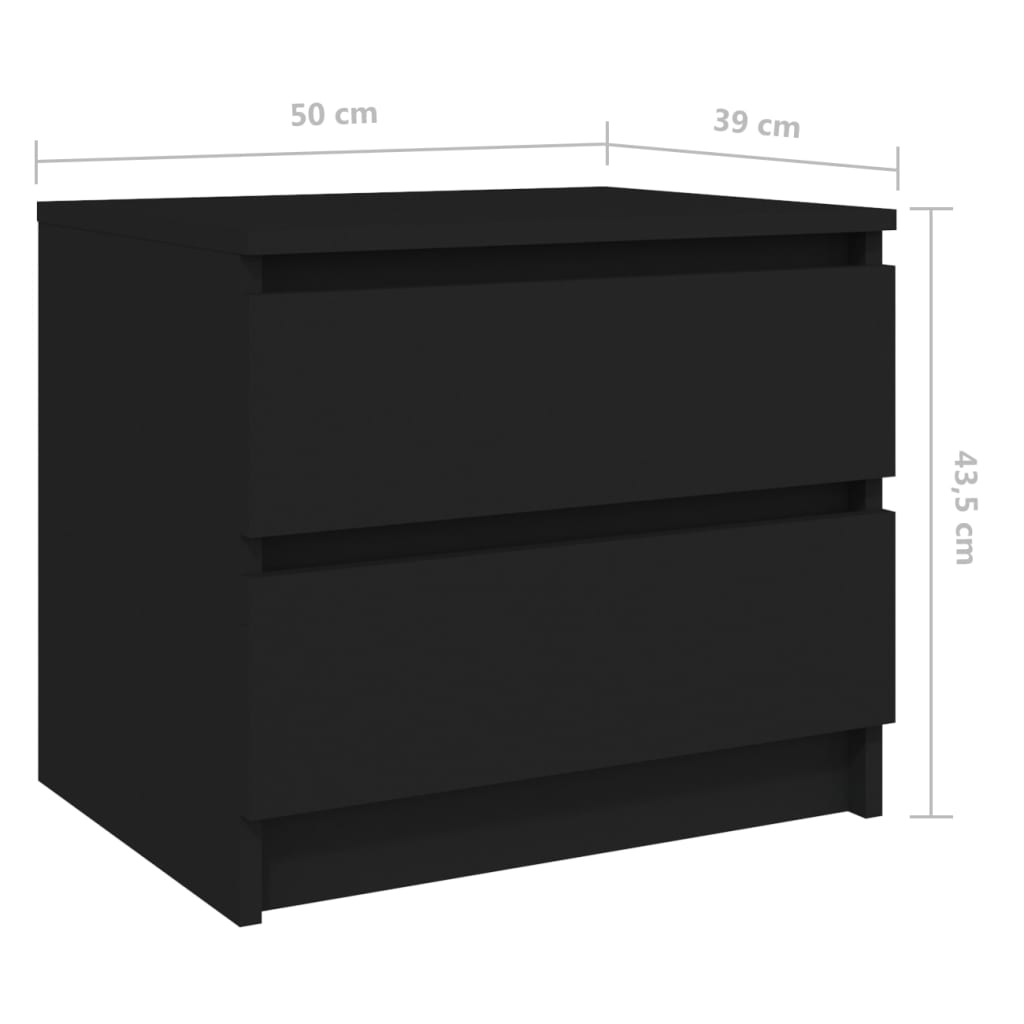 Comodini 2 Pz Neri 50X39X43,5 Cm In Legno Multistrato