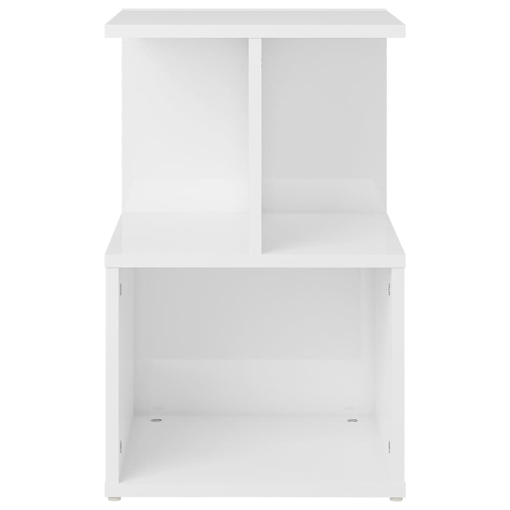 Comodini 2Pz Bianco Lucido 35X35X55 Cm In Legno Multistrato Grigio Cemento