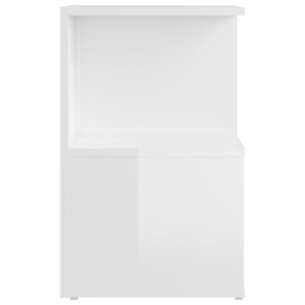 Comodini 2Pz Bianco Lucido 35X35X55 Cm In Legno Multistrato Grigio Cemento