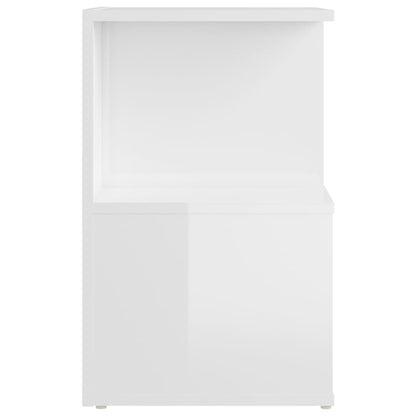 Comodini 2Pz Bianco Lucido 35X35X55 Cm In Legno Multistrato Grigio Cemento