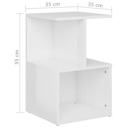 Comodini 2Pz Bianco Lucido 35X35X55 Cm In Legno Multistrato Grigio Cemento