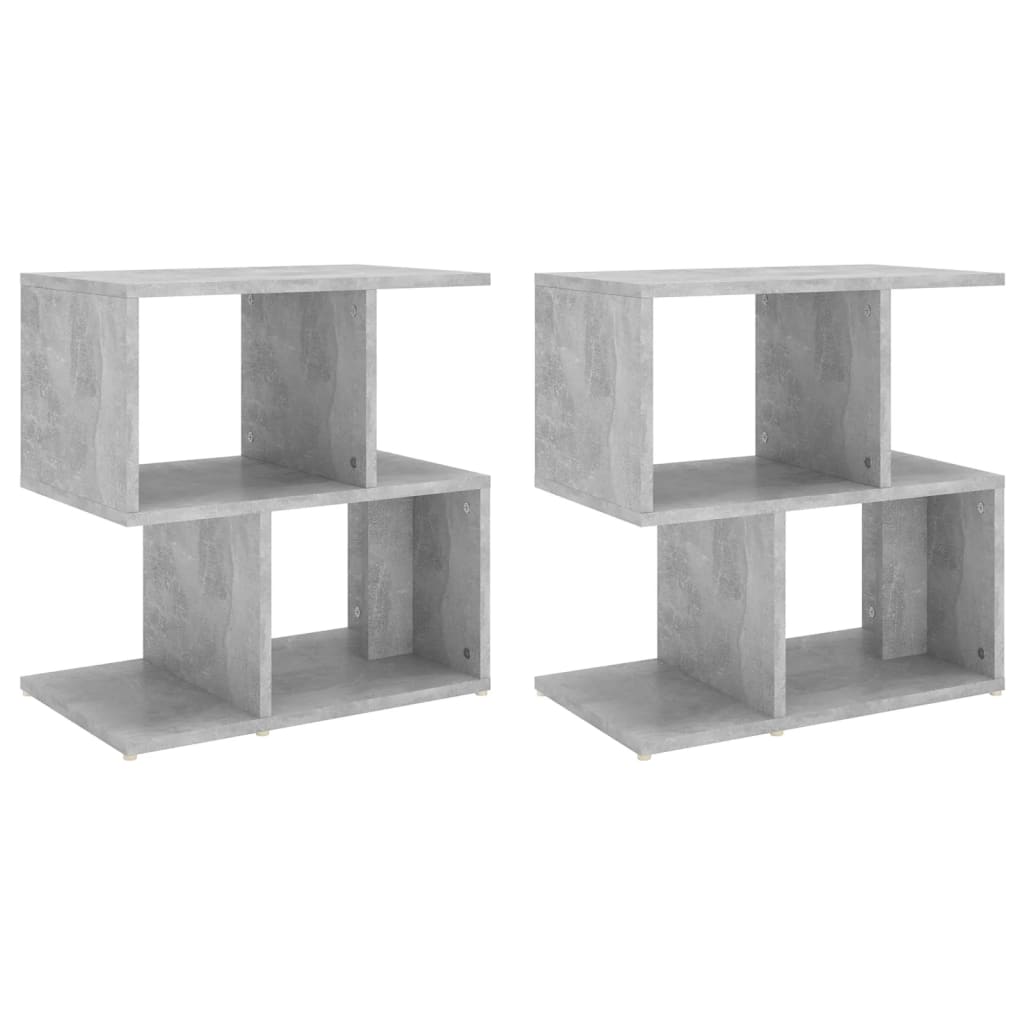 Comodini 2Pz Grigio Cemento 50X30X51,5 Cm In Legno Multistrato Bianco