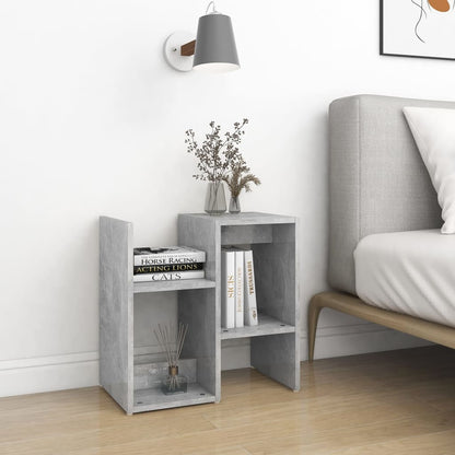 Comodini 2Pz Grigio Cemento 50X30X51,5 Cm In Legno Multistrato Bianco