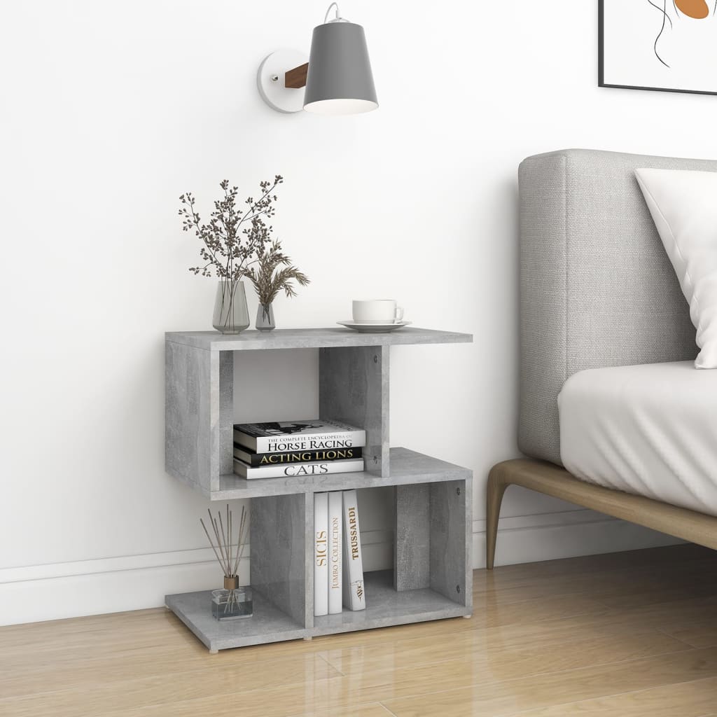 Comodini 2Pz Grigio Cemento 50X30X51,5 Cm In Legno Multistrato Bianco