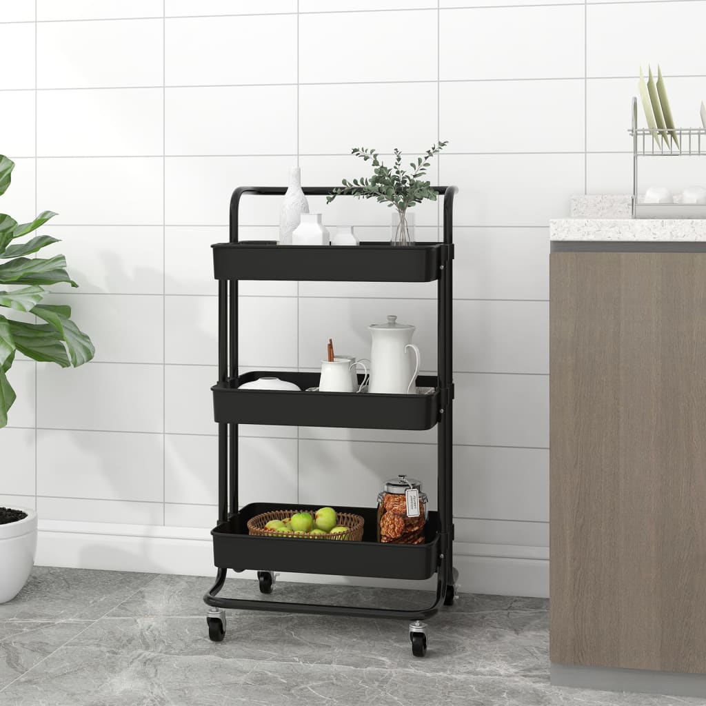 Carrello Da Cucina 3 Ripiani 42X35X85 Cm Ferro E Abs