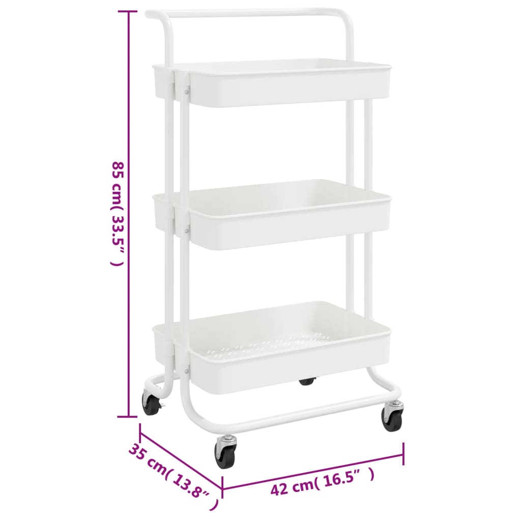Carrello Da Cucina 3 Ripiani 42X35X85 Cm Ferro E Abs
