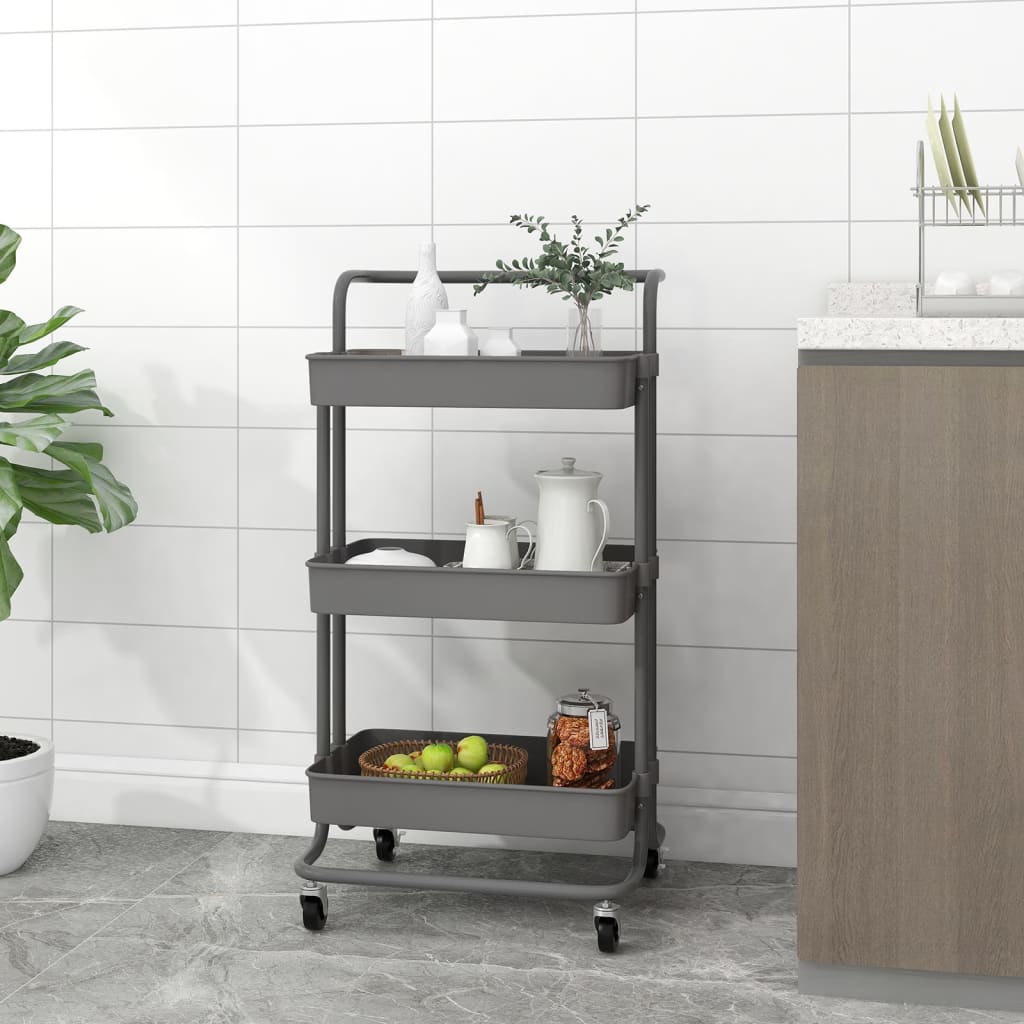Carrello Da Cucina 3 Ripiani 42X35X85 Cm Ferro E Abs