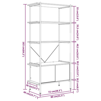 Scaffalatura 5 Livelli Con Mobile 80X40X Acciaio E Legno