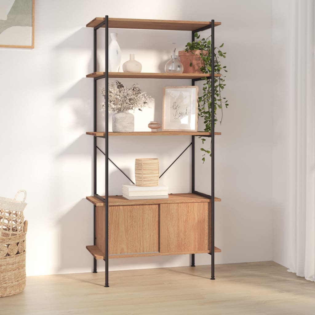 Scaffalatura 5 Livelli Con Mobile 80X40X Acciaio E Legno