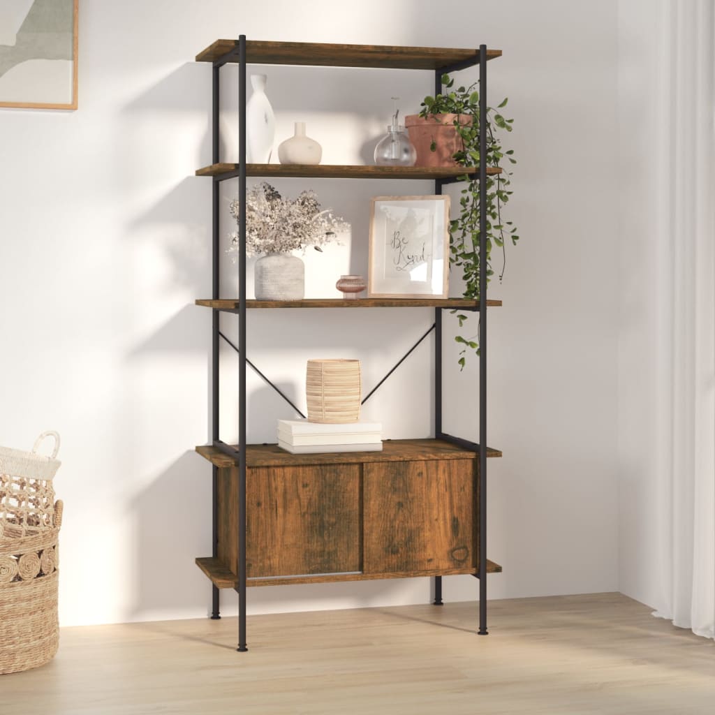 Scaffalatura 5 Livelli Con Mobile 80X40X Acciaio E Legno