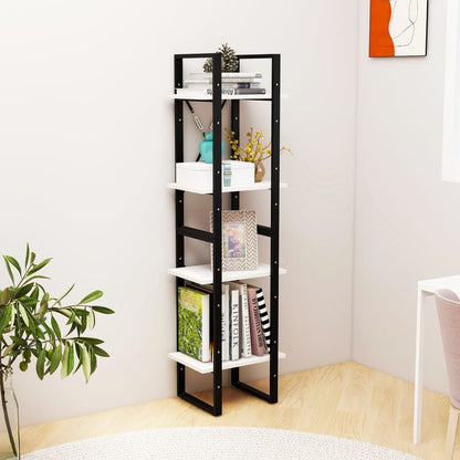 Libreria A 4 Ripiani Bianca 40X30X In Massello Di Pino Bianco