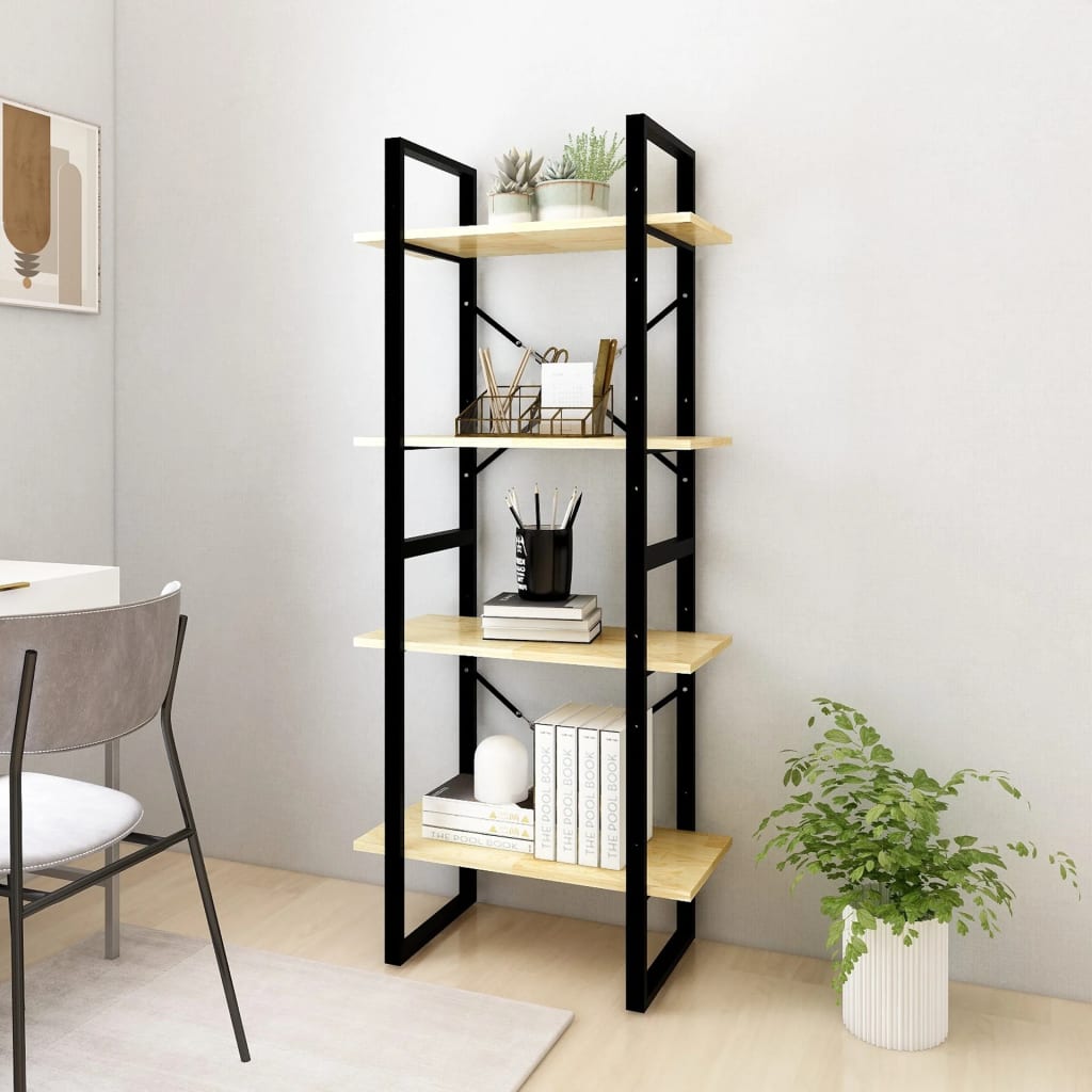 Libreria A 4 Ripiani 60X30X In Legno Massello Di Pino Naturale