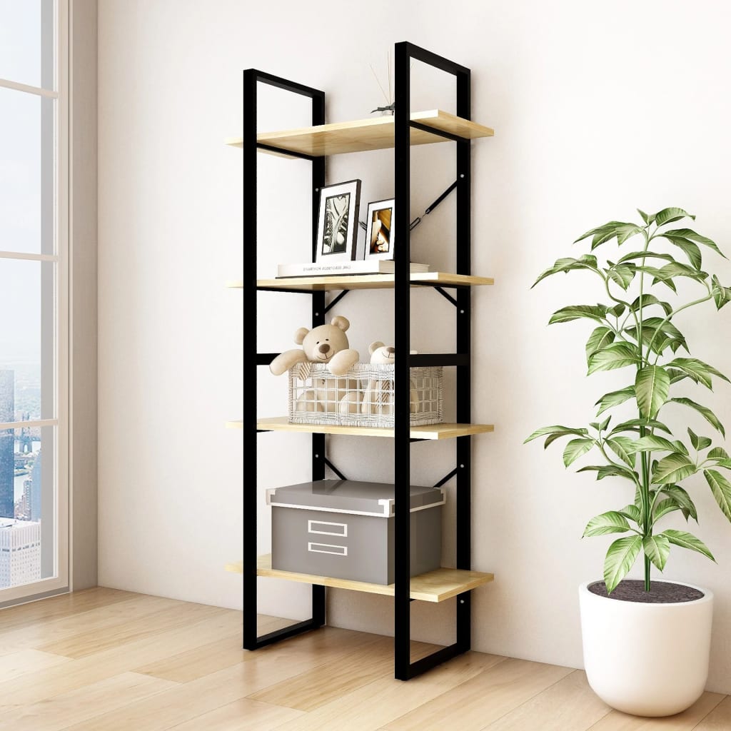 Libreria A 4 Ripiani 60X30X In Legno Massello Di Pino Naturale
