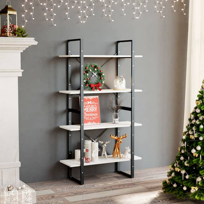 Libreria A 4 Ripiani Bianca 80X30X In Massello Di Pino Bianco