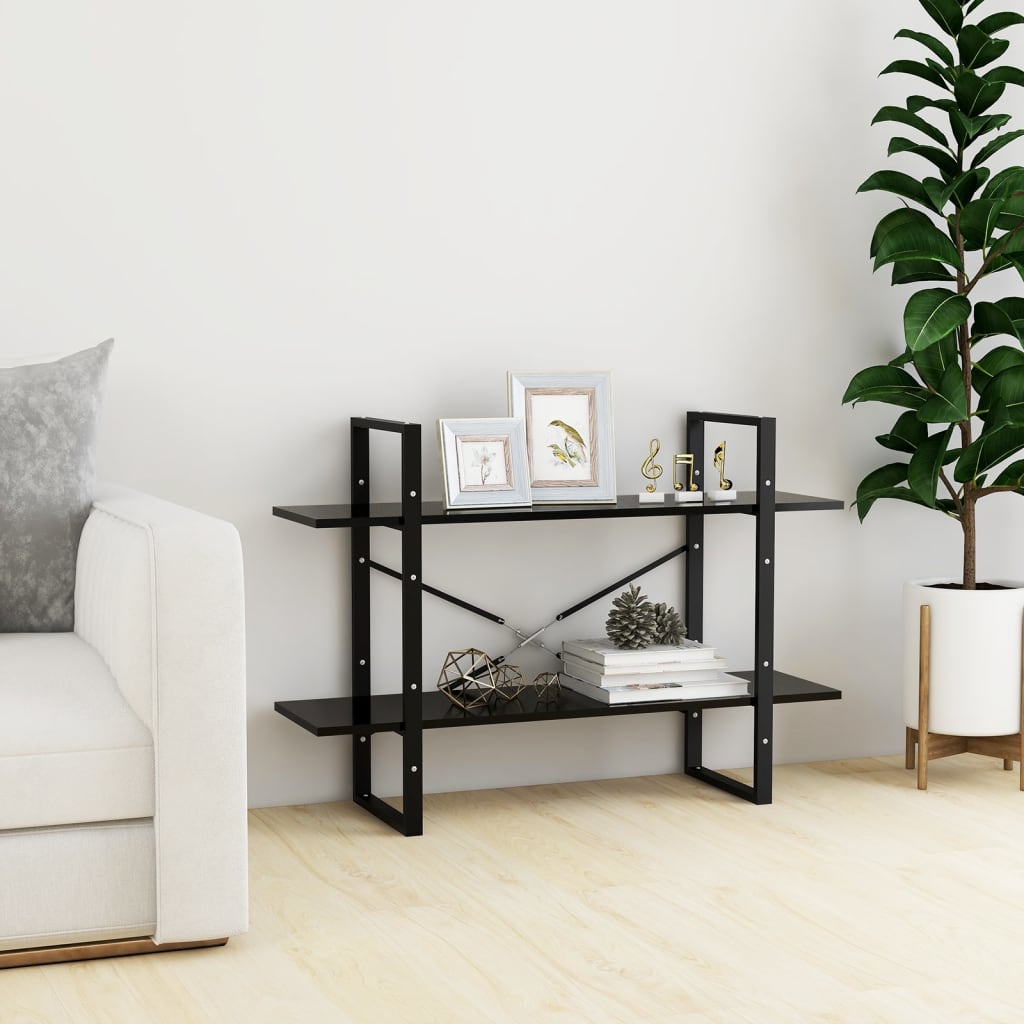 Libreria A 2 Ripiani Nera 100X30X In Nero