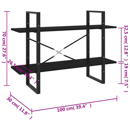 Libreria A 2 Ripiani Nera 100X30X In Nero