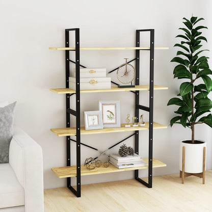 Libreria A 4 Ripiani 100X30X In Legno Massello Di Pino Naturale
