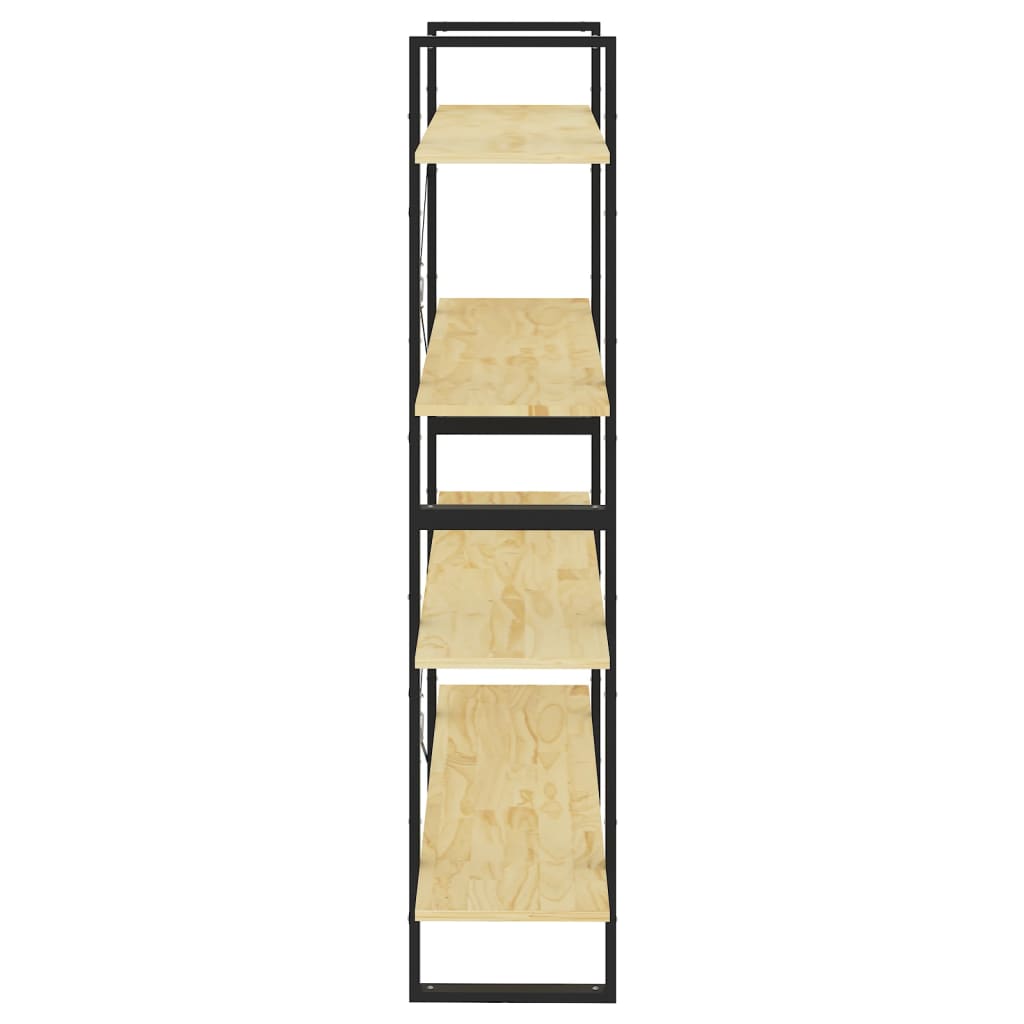 Libreria A 4 Ripiani 100X30X In Legno Massello Di Pino Naturale