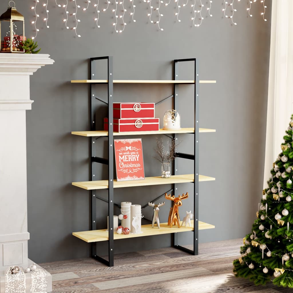 Libreria A 4 Ripiani 100X30X In Legno Massello Di Pino Naturale